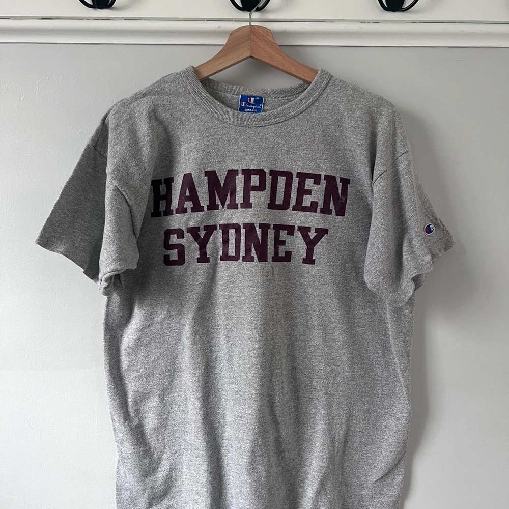 Authentic Vintage 1980s Hampden Sydney Prep Champion Gray Tee EUC size L